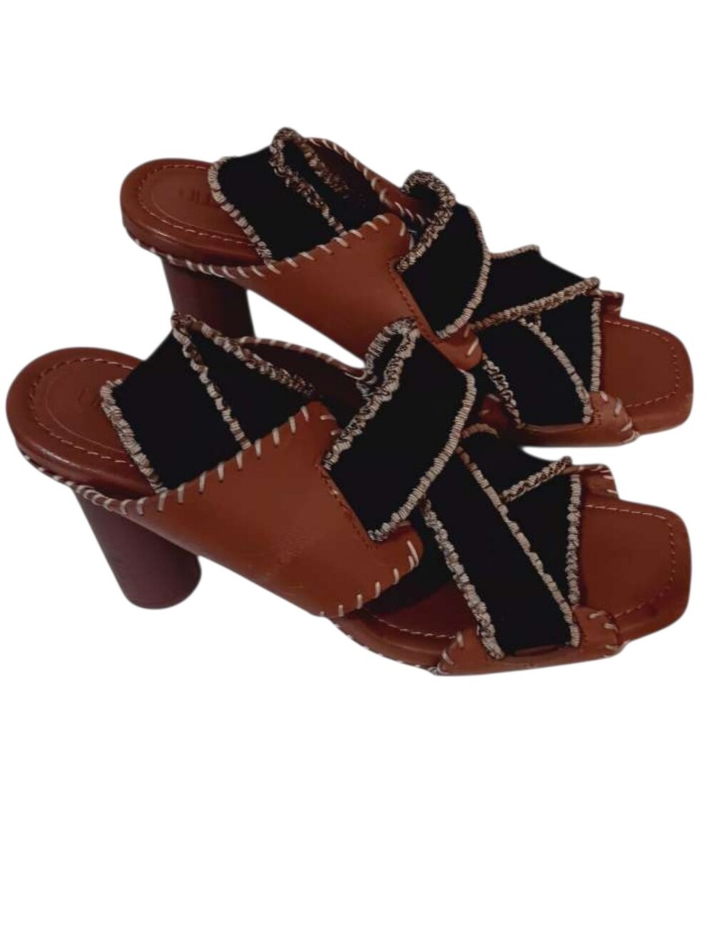 ULLA JOHNSON Bianca Elastic Leather High Heel Sandal in Sierra 8/38 Brown Black